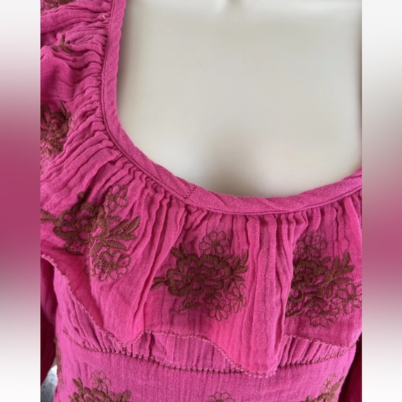 Free People Lovers Lane Pink Cotton Gauze Maxi Dress Size Small - Picture 8 of 16